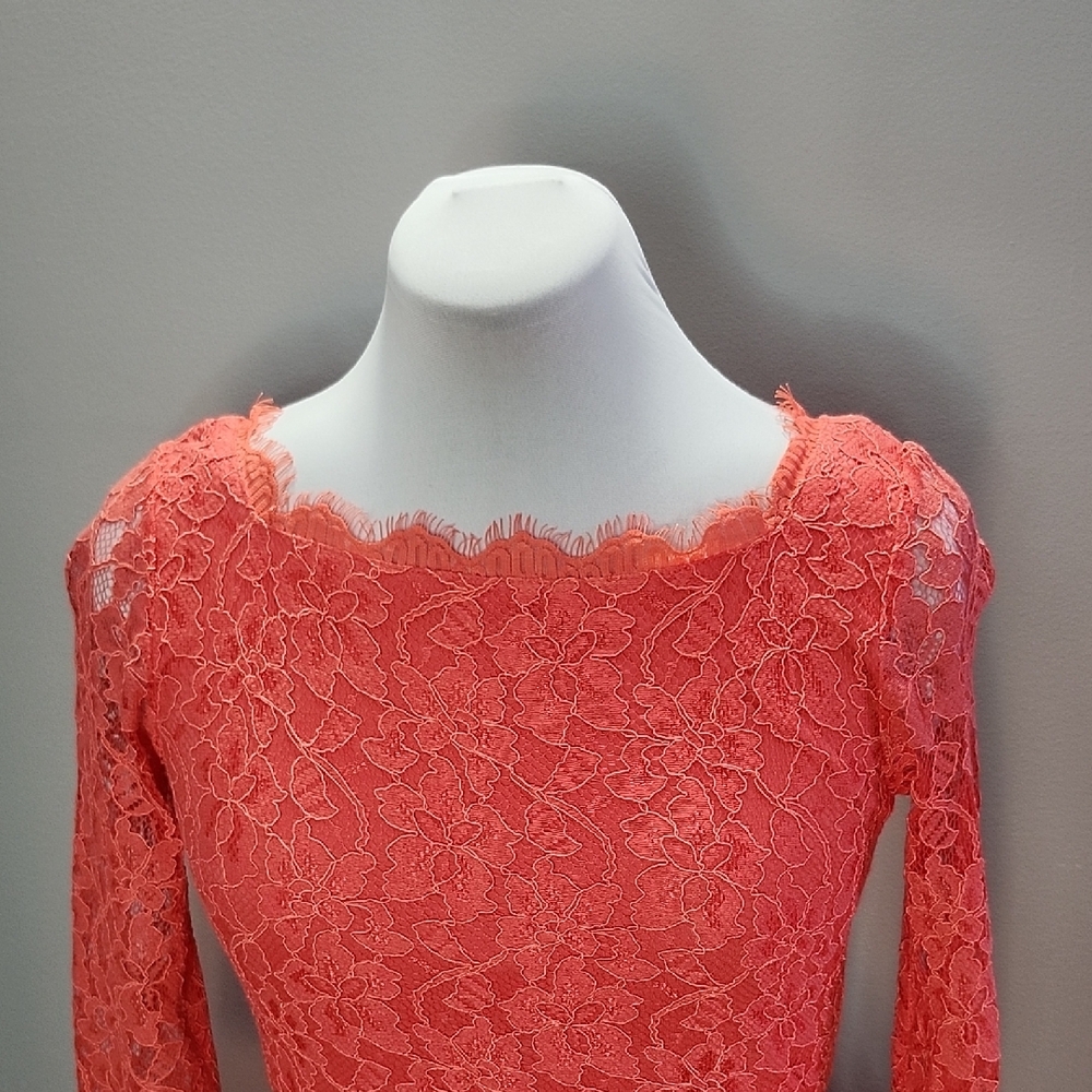 DIANE VON FURSTENBERG Zarita lace coral bodycon cocktail dress - Picture 7 of 16